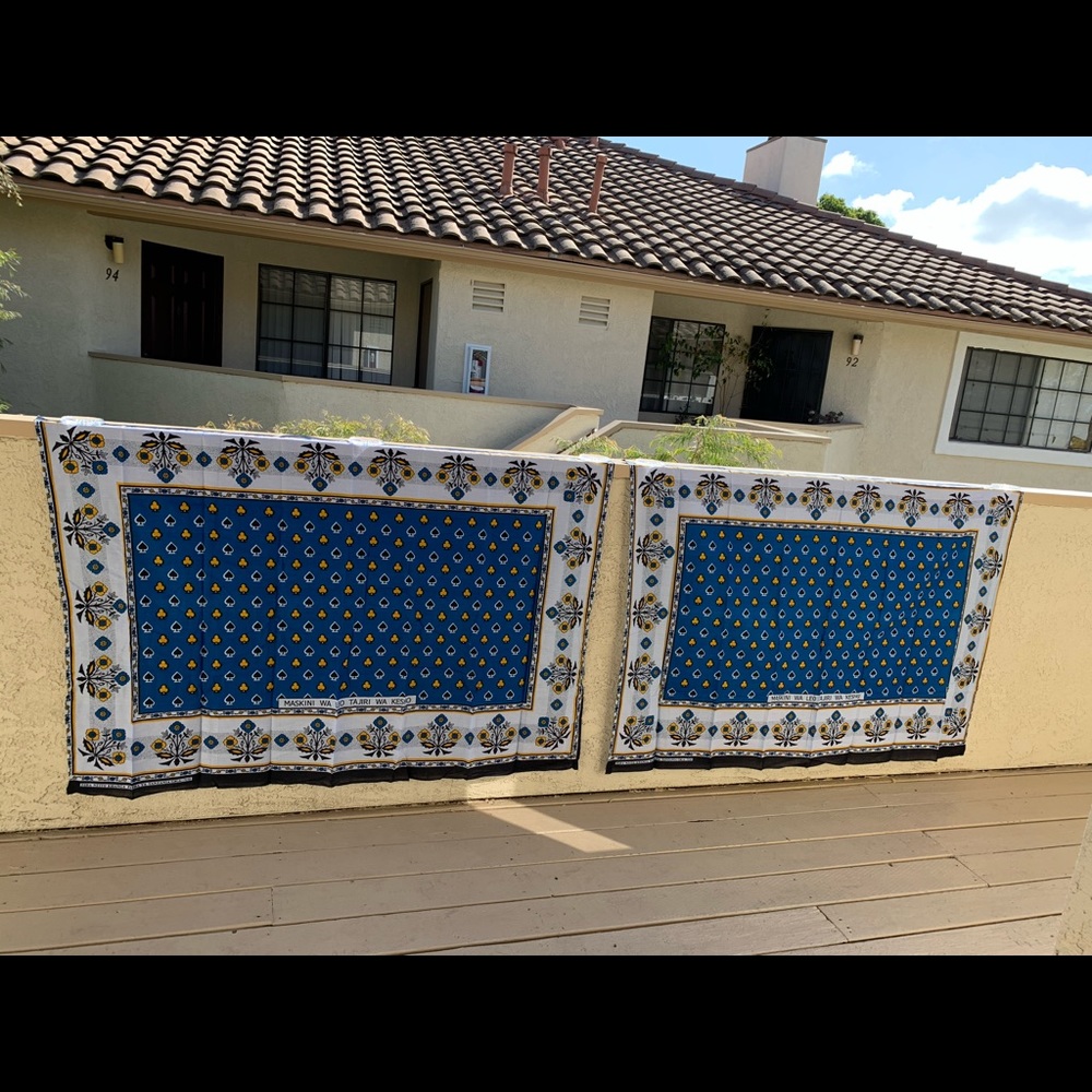 NWT 2 Pc Set Authentic Tanzanian Khanga Scarf Beach Wrap Cotton Fabric 60"x42"